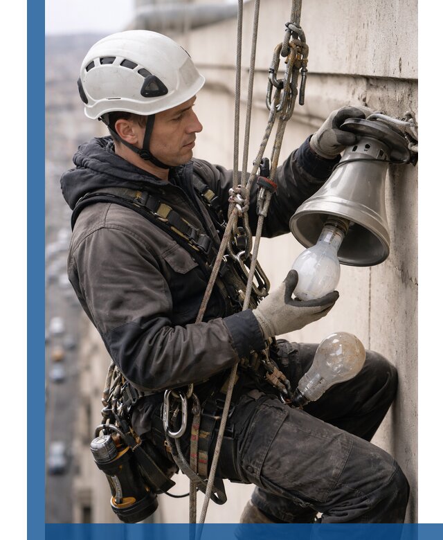 Замена ламп на высоте в Комсомольске-на-Амуре профессионально и быстро