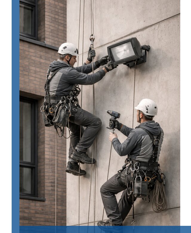 Профессиональный монтаж фасадных прожекторов в Комсомольске-на-Амуре под ключ