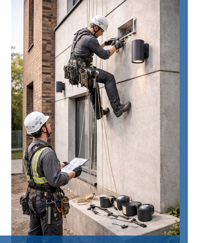 Монтаж фасадного освещения в Комсомольске-на-Амуре от 2551 р. | ВЫСОТНИК-Кмс