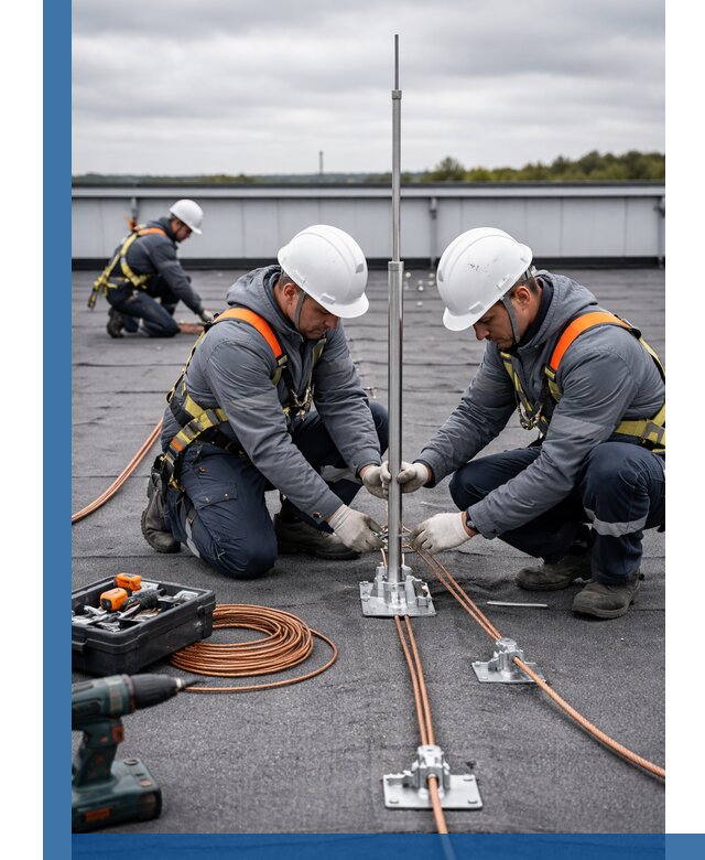 Монтаж молниезащиты на кровле в Комсомольске-на-Амуре под ключ с гарантией