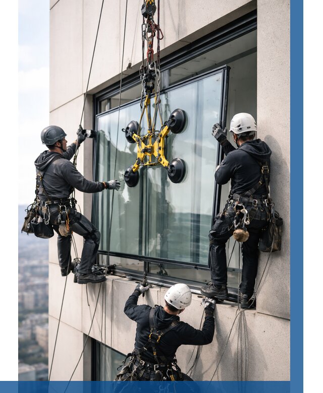 Монтаж стеклопакетов на высоте в Комсомольске-на-Амуре от 3265 р. | ВЫСОТНИК-Кмс
