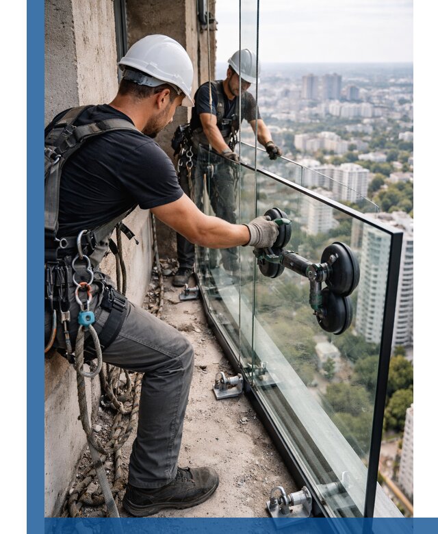 Монтаж стеклянных ограждений под ключ с гарантией в Комсомольске-на-Амуре