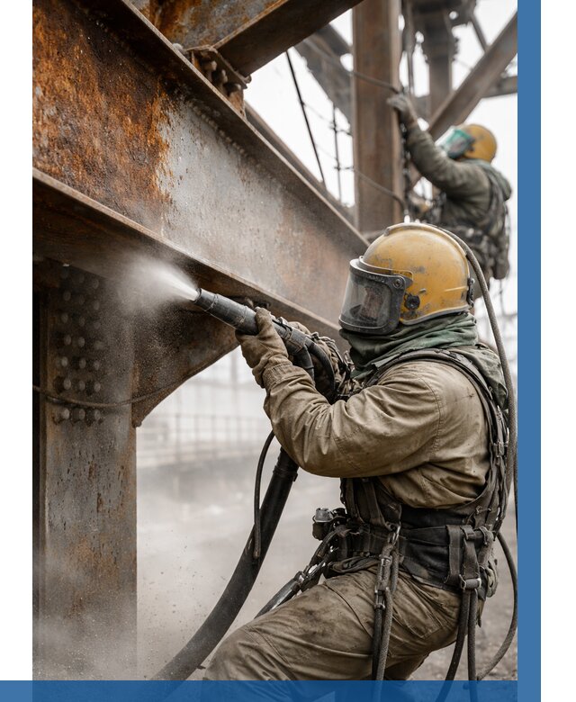 Пескоструйная очистка металлоконструкций в Комсомольске-на-Амуре по 612 р. ВЫСОТНИК-Кмс