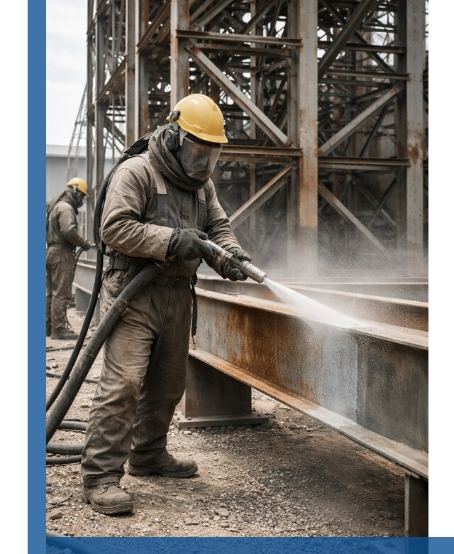 Пескоструйная очистка металлоконструкций в Комсомольске-на-Амуре промышленная