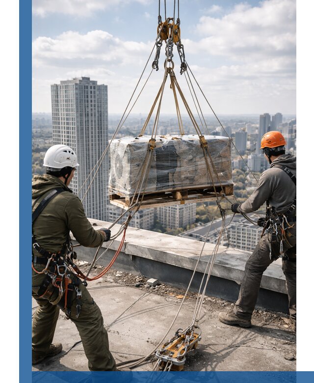 Подъем и монтаж крупногабаритных грузов на крышу в Комсомольске-на-Амуре