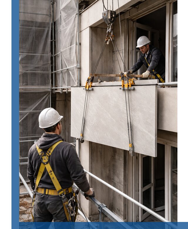 Подъем керамогранита на этаж в Комсомольске-на-Амуре грузчиками и техникой