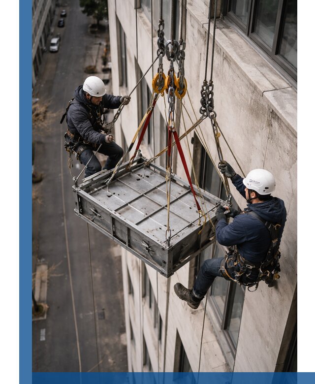 Спуск и подъем грузов по фасаду в Комсомольске-на-Амуре для зданий