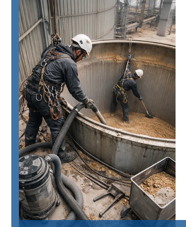 Профессиональная чистка зерновых бункеров в Комсомольске-на-Амуре с выездом