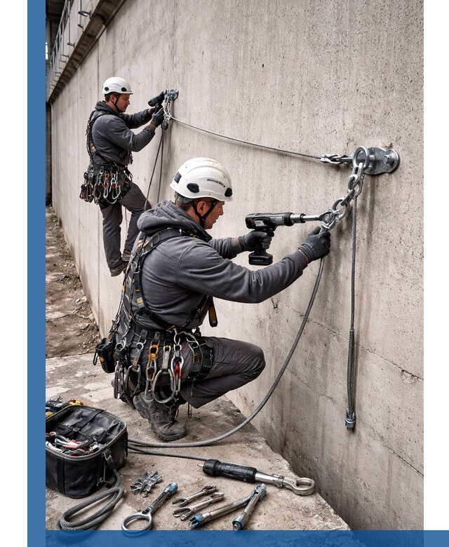 Монтаж анкерных линий высотной безопасности в Комсомольске-на-Амуре