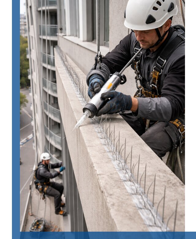 Установка шипов от птиц на фасадах и кровлях в Комсомольске-на-Амуре